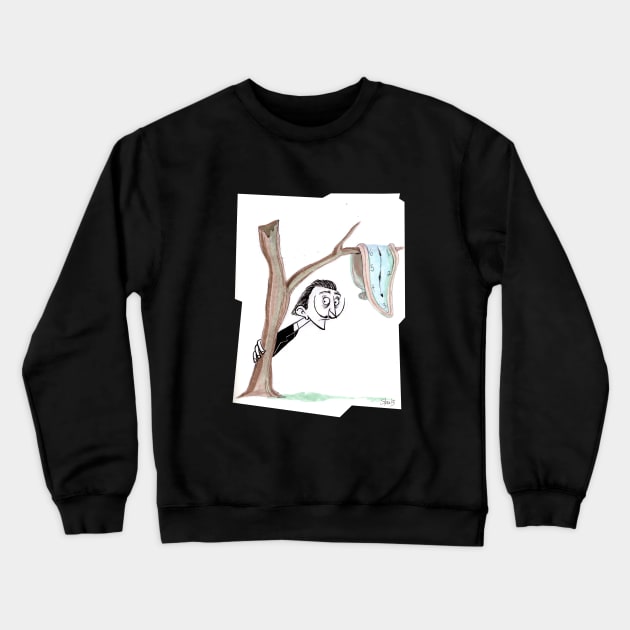 Dali & His Melted Clock! Crewneck Sweatshirt by schomiak